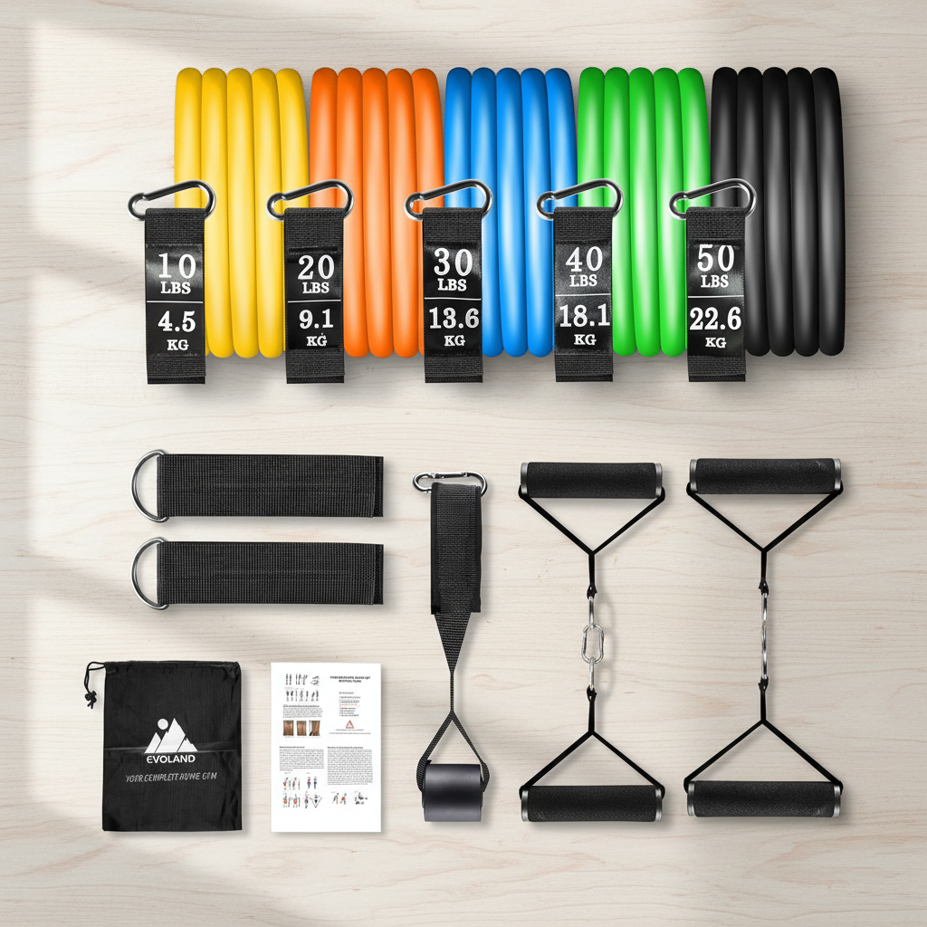 Resistance Bands Set, Workout Bands with Handles, Door Anchor, Ankle Straps and Carry Bag, Exercise Bands for Shape Body and Home Workouts