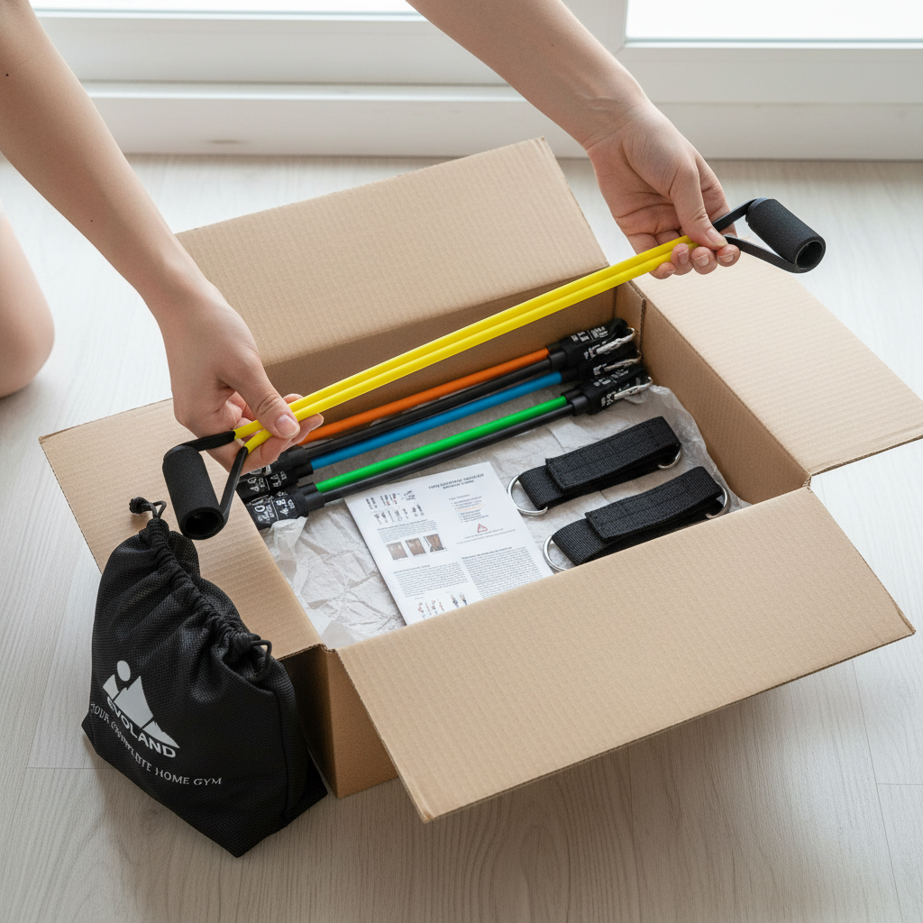 Resistance Bands Set, Workout Bands with Handles, Door Anchor, Ankle Straps and Carry Bag, Exercise Bands for Shape Body and Home Workouts