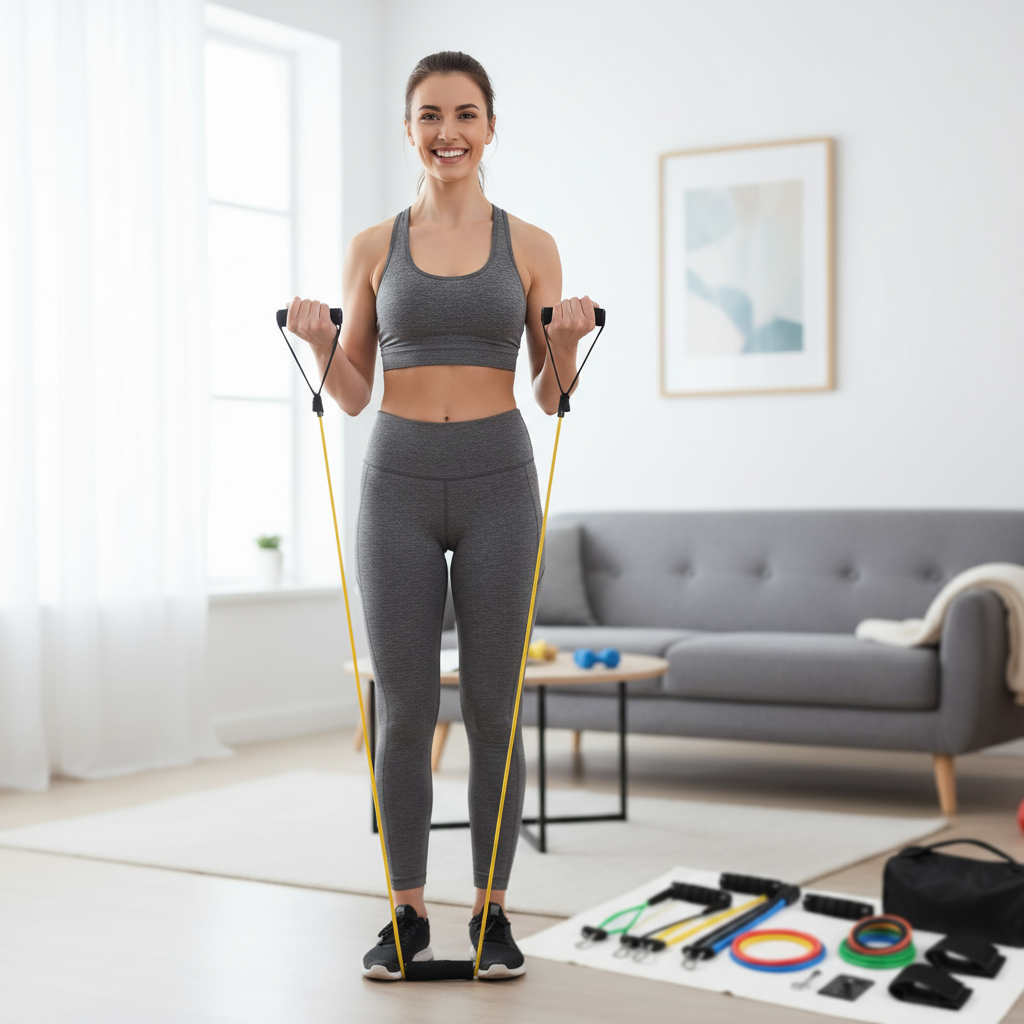 Resistance Bands Set, Workout Bands with Handles, Door Anchor, Ankle Straps and Carry Bag, Exercise Bands for Shape Body and Home Workouts